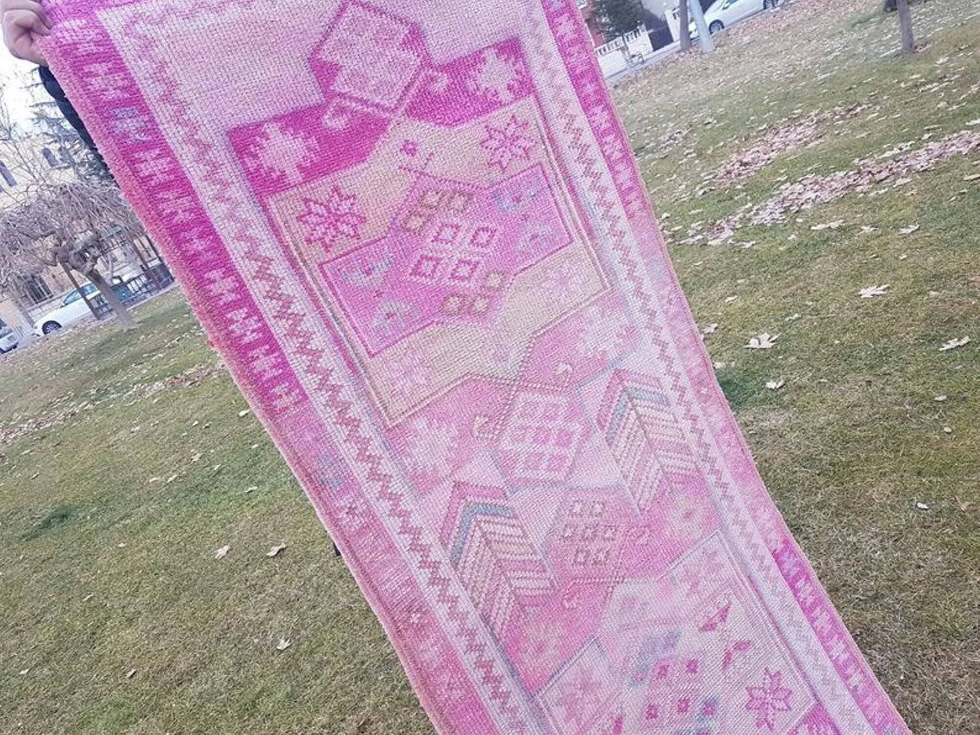 Vintage Turkish hallway rug 84x403 cm
