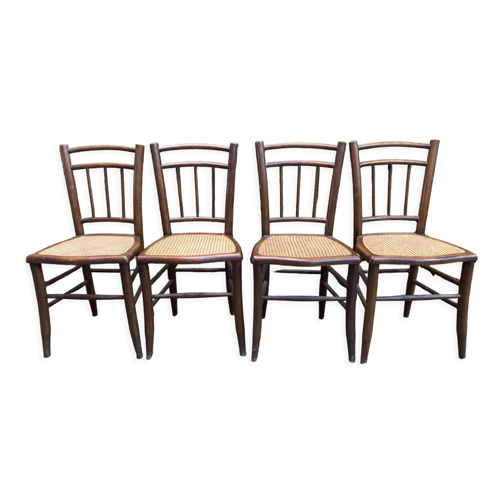 4 tanned bistro chairs