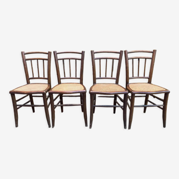 4 chaises bistrot cannées