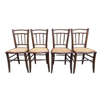 4 chaises bistrot cannées