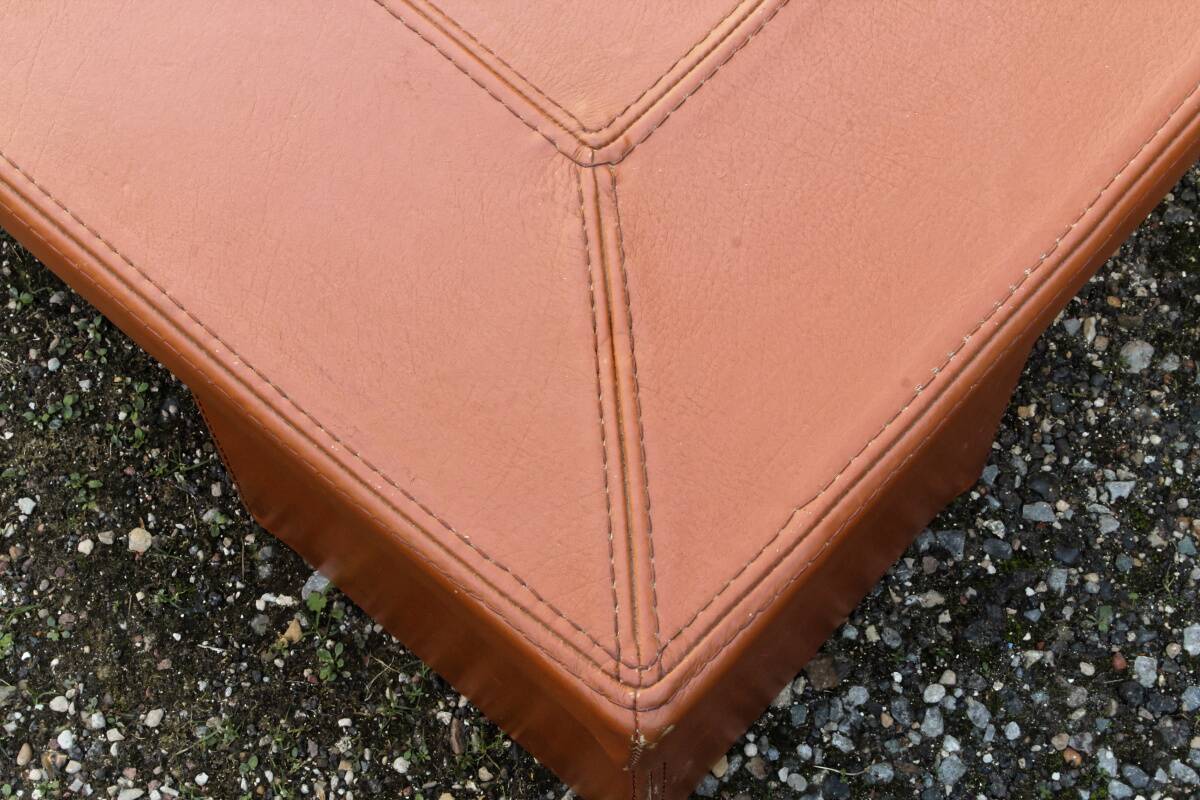 Cognac leather coffee table, vintage 1980s.