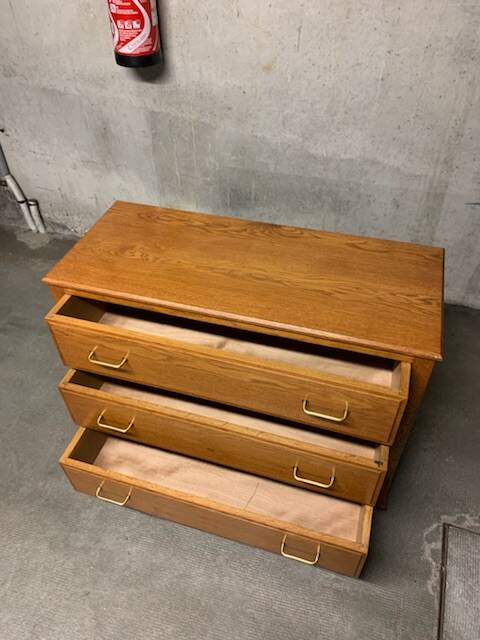 Commode Vintage En Chêne Trois Tiroirs