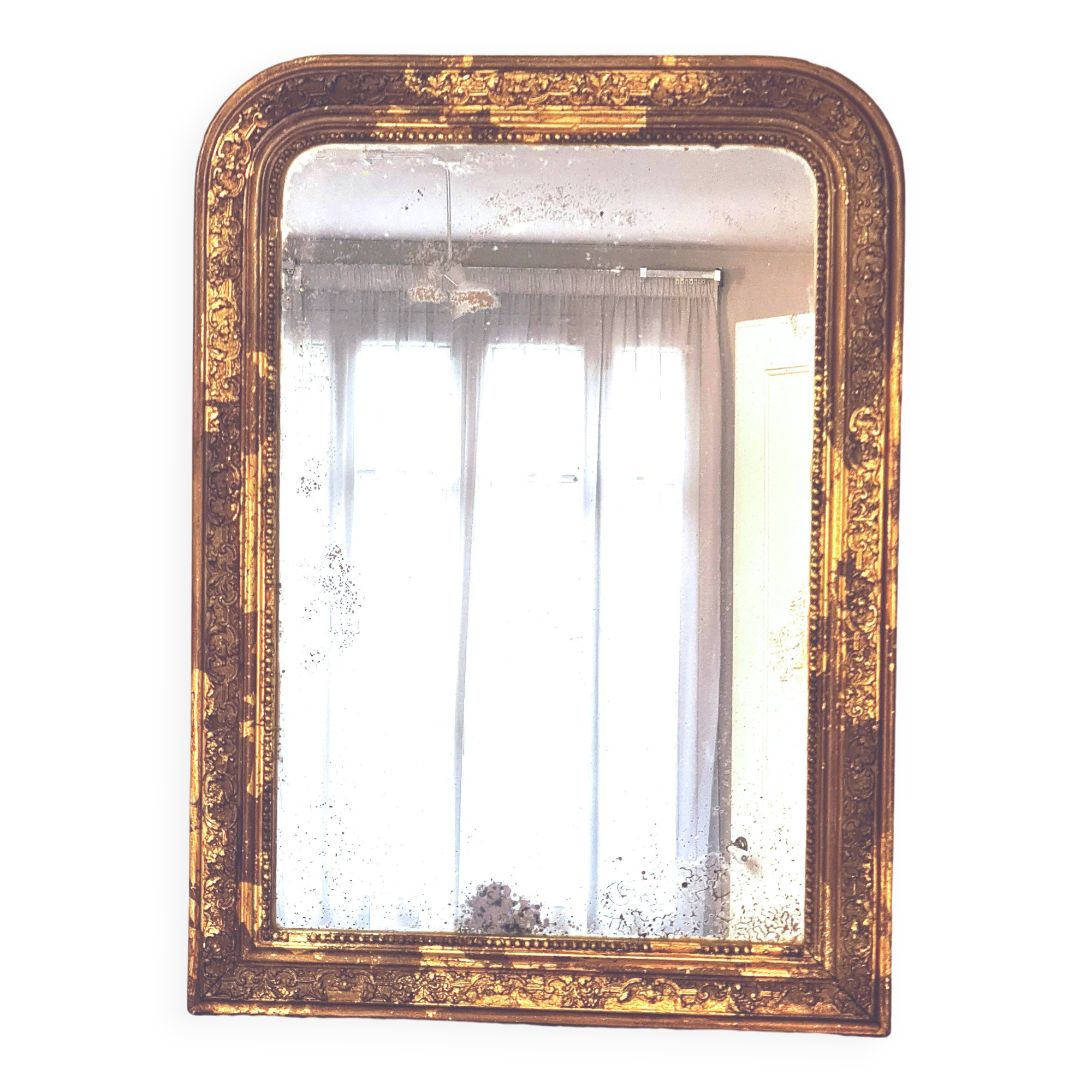 Old Louis Phillipe mercury mirror, in gilded stucco.
