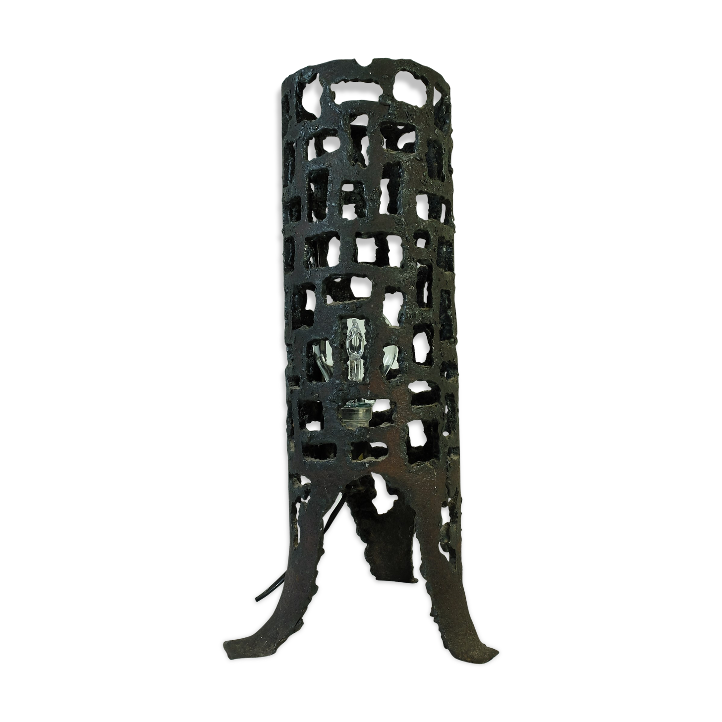 Marcello Fantoni brutalism metal lamp, 1960's