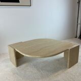 Coffee table Roche Bobois "eye" in travertine, 1970