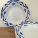 Ensemble 6 assiettes creuses Moulin des Loups motif graphique bleu