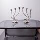 Pair of art deco candlesticks in stainless steel 3 flames, Spain, 1970