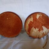Pair of wooden bedside lamps