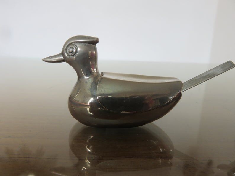 Salt, pepper "duck" silver metal 70s