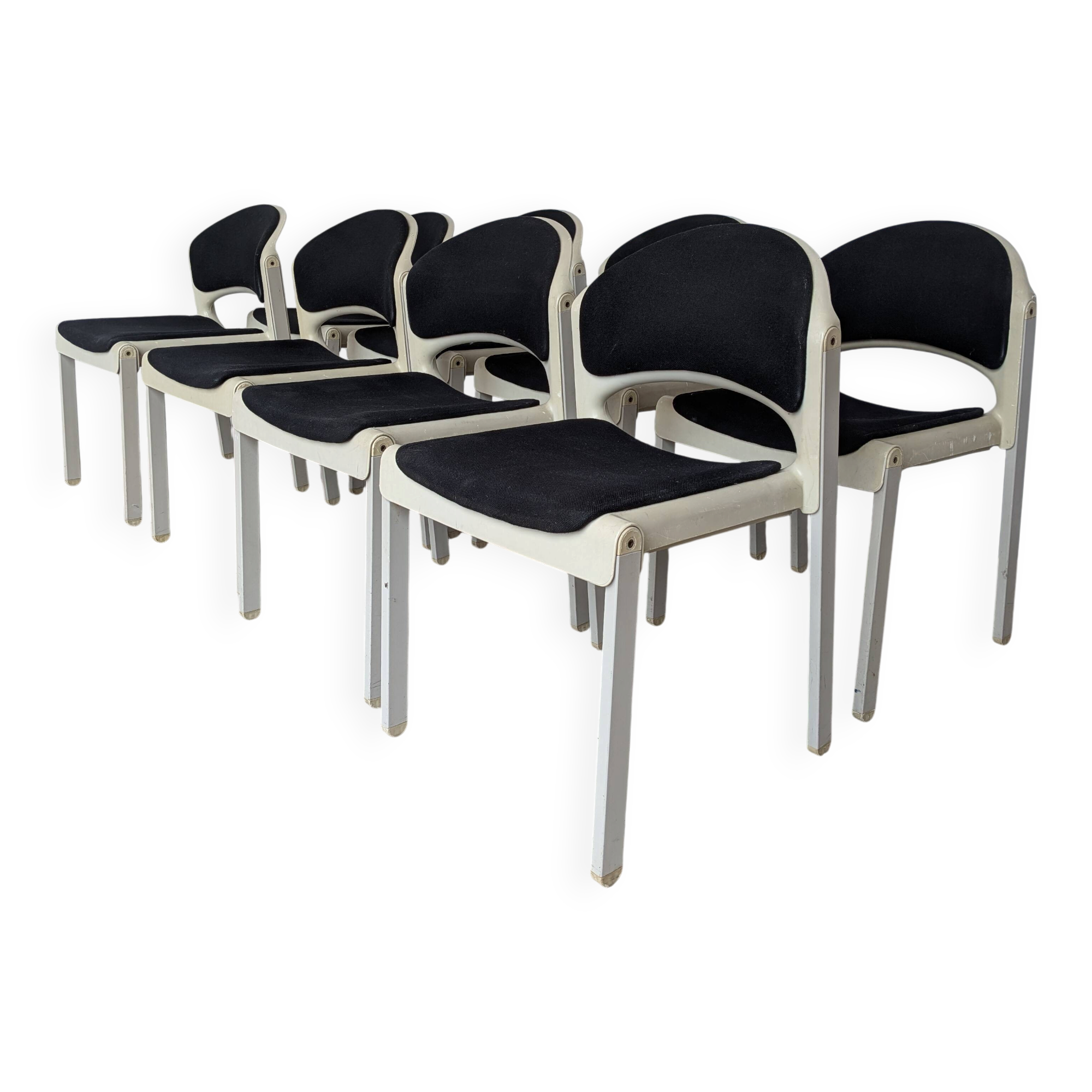 Set of 8 Vintage Aeon Mondial Stackable Chair / Dutch Postmodern Dining Cha