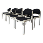 Ensemble de 8 chaises empilables Vintage Aeon Mondial / Chaise de salle à manger postmoderne néerlandaise