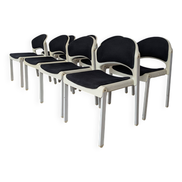 Set of 8 Vintage Aeon Mondial Stackable Chair / Dutch Postmodern Dining Cha