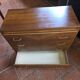 Vintage oak chest of drawers with herringbone patterns from the 1960s.