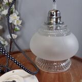 Portable lamp / pendant lamp in white opalescent glass. Art Deco style