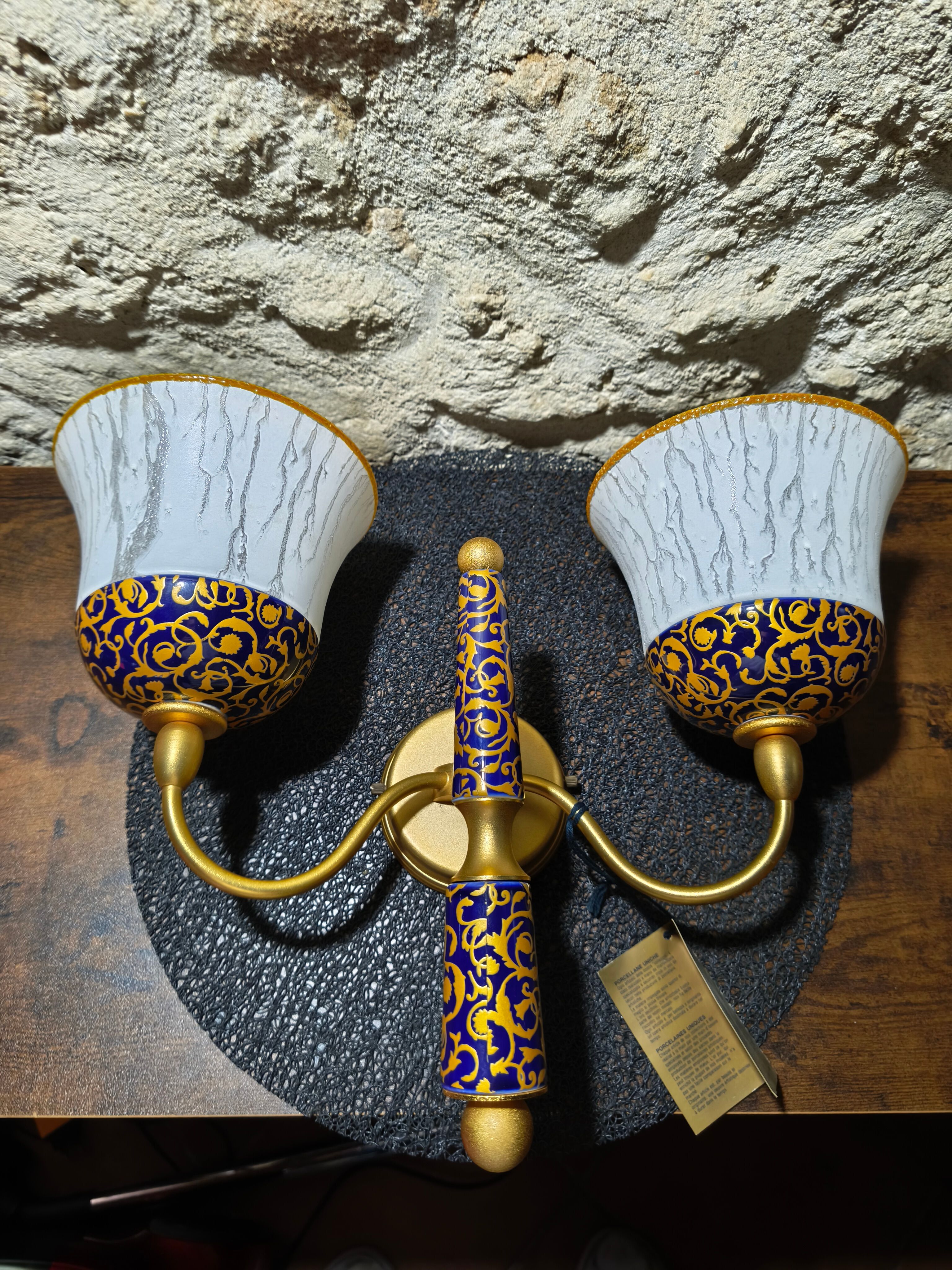 New double wall light (Le Porcellane Florence) Porcelain & Gold