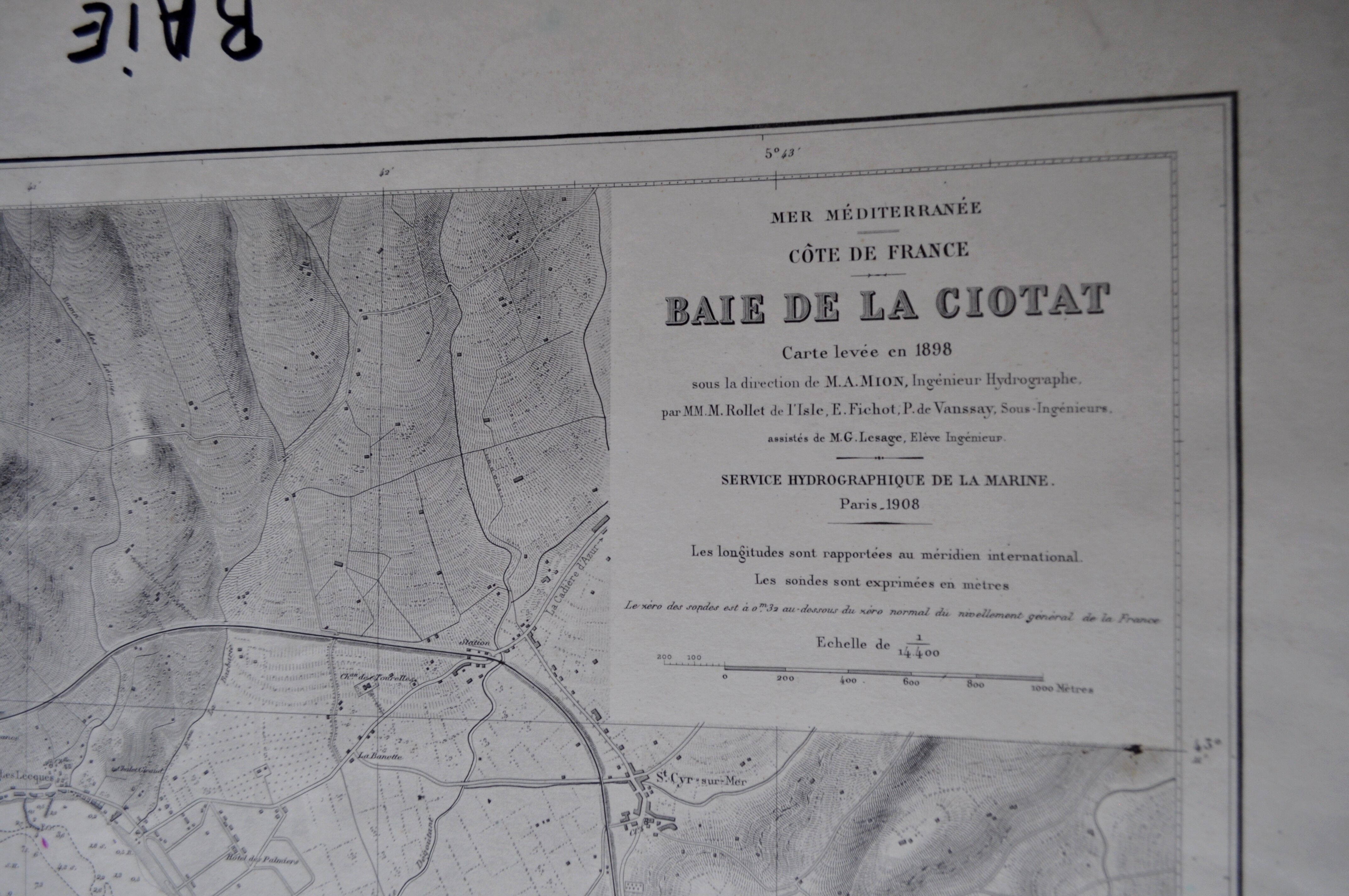 Carte marine ancienne Baie de la Ciotat