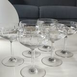 Lot of 6 x Champagne Coupes/Verreries Doyen. Art Deco. In half crystal.