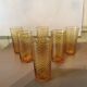 6 vintage glasses with ribbed decoration