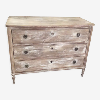 Old pickled chest of drawers