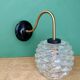 Swan neck vintage globe wall light in moulded glass