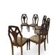 Ensemble de 6 chaises de salle à manger en noyer sculpté Art Déco, années 1920/1930