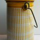 Art Deco milk pot, enamelled sheet as coffee maker, yellow and white signed BB