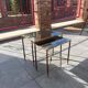 Pair of vintage nesting tables in gilded bronze and oxidised blue mirror, style