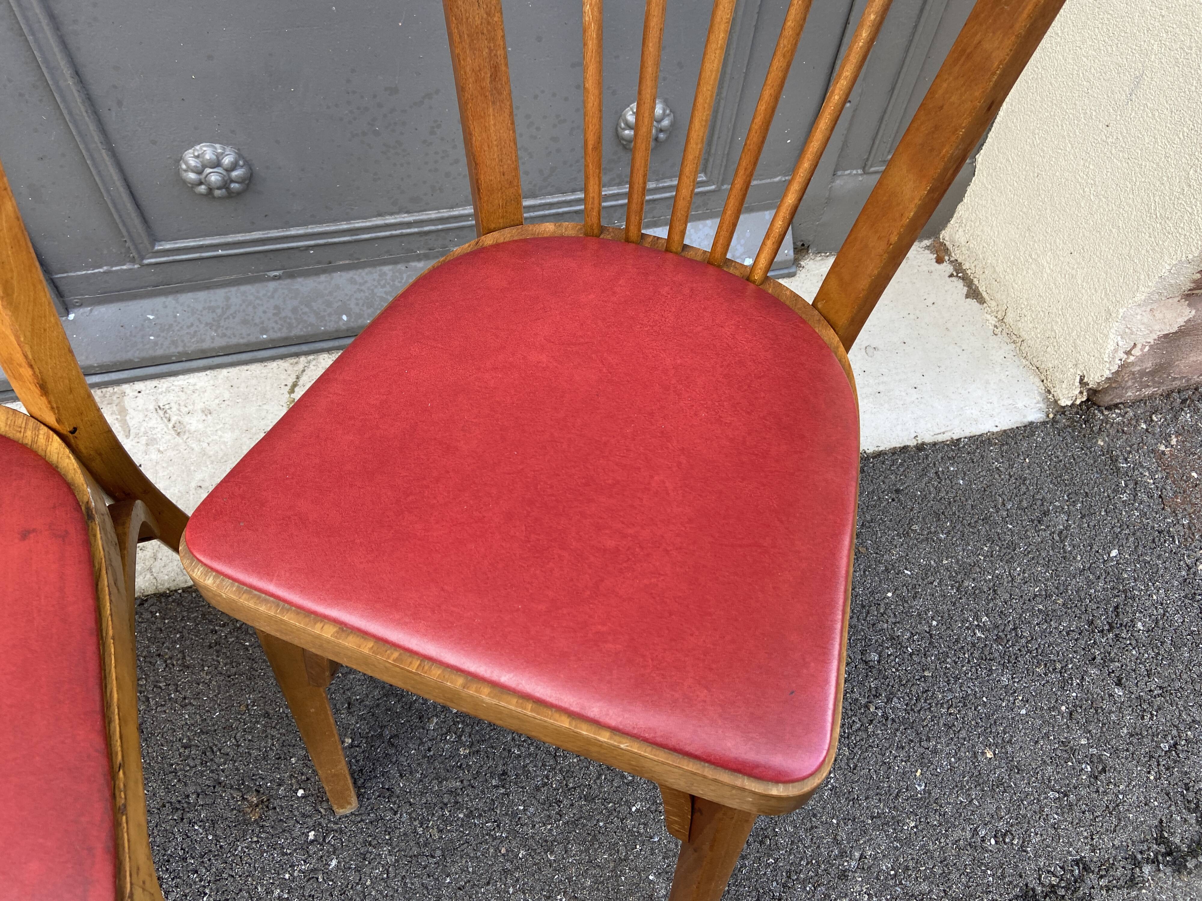 Set of 3 vintage chairs baumann 1960