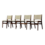 Vintage Scandinavian Modern Teak and Beige Wool Dining Chairs Model 89 by Erik Buch, 1950s, Set of 4