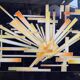 Old painting monique laville volcanic eruption + black wood frame