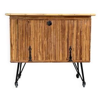 Buffet bar vintage en rotin