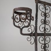 Spanish Wrought Iron Fireplace Screen Candelabra, Arts and Crafts, 1880s