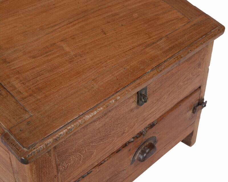 Brown desk table chest and drawer old teak original piece