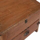 Brown desk table chest and drawer old teak original piece