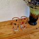 2 vintage card game pattern glasses