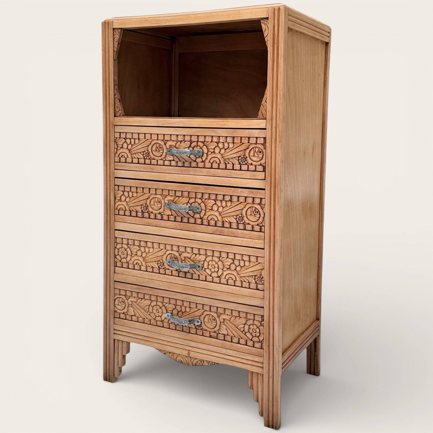 Commode haute art déco bois brut 1930