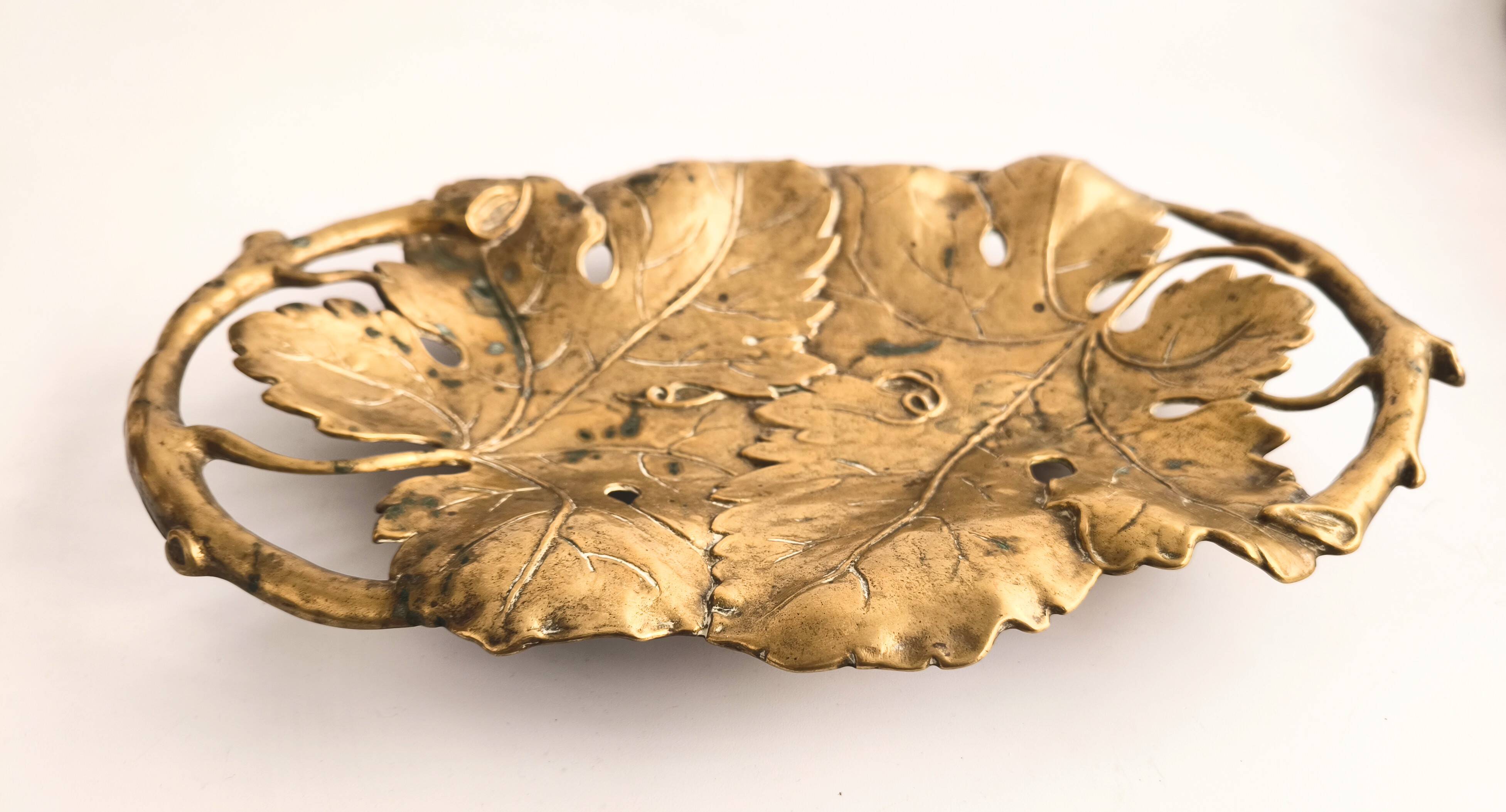 French bronze tray in Oak Leaf style from the 1950s
