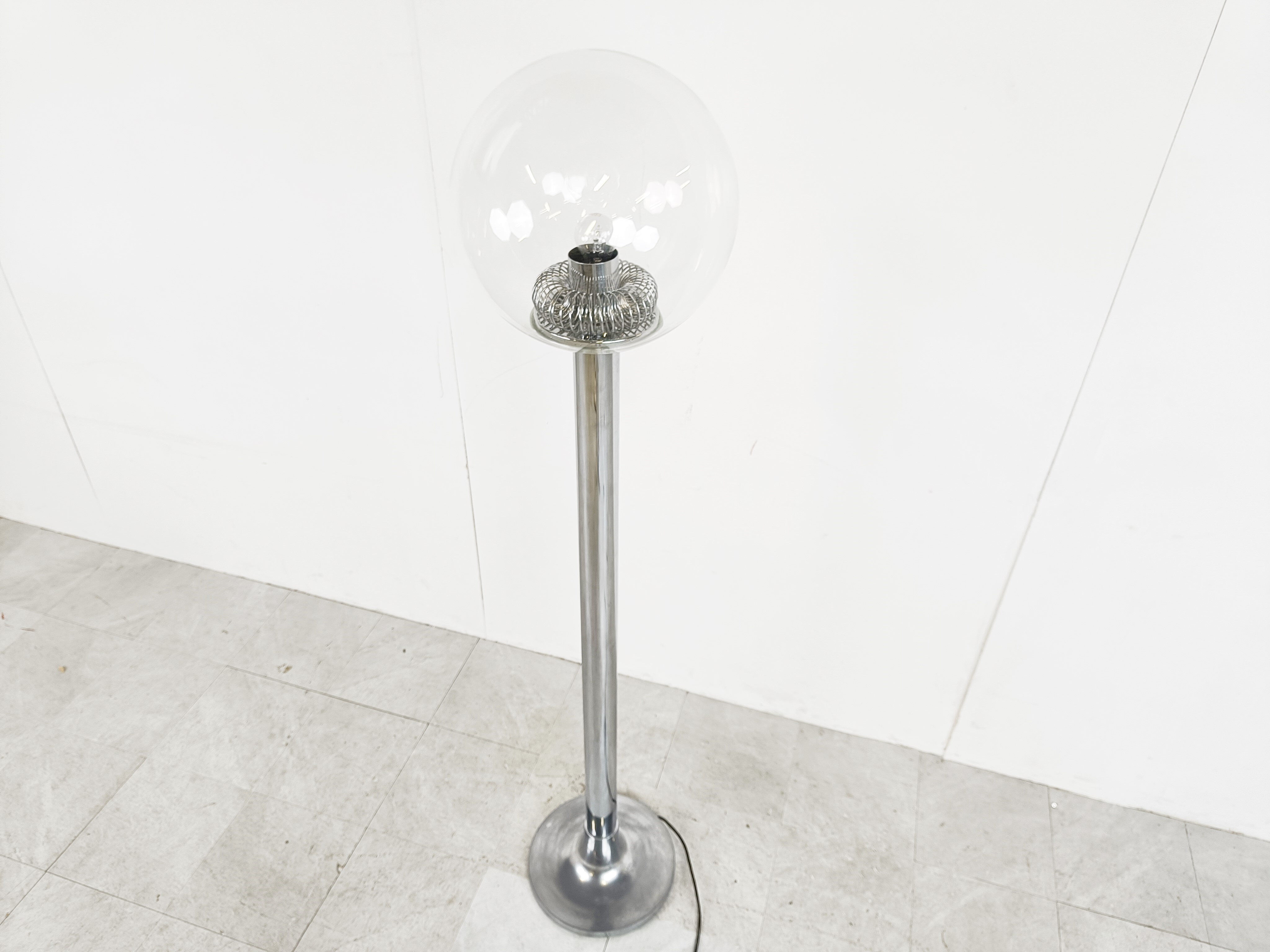 Vintage chrome and glass floor lamp, 1970s