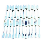 12 Couverts (fourchettes + couteaux) à Poisson Uniplat Métal Argenté