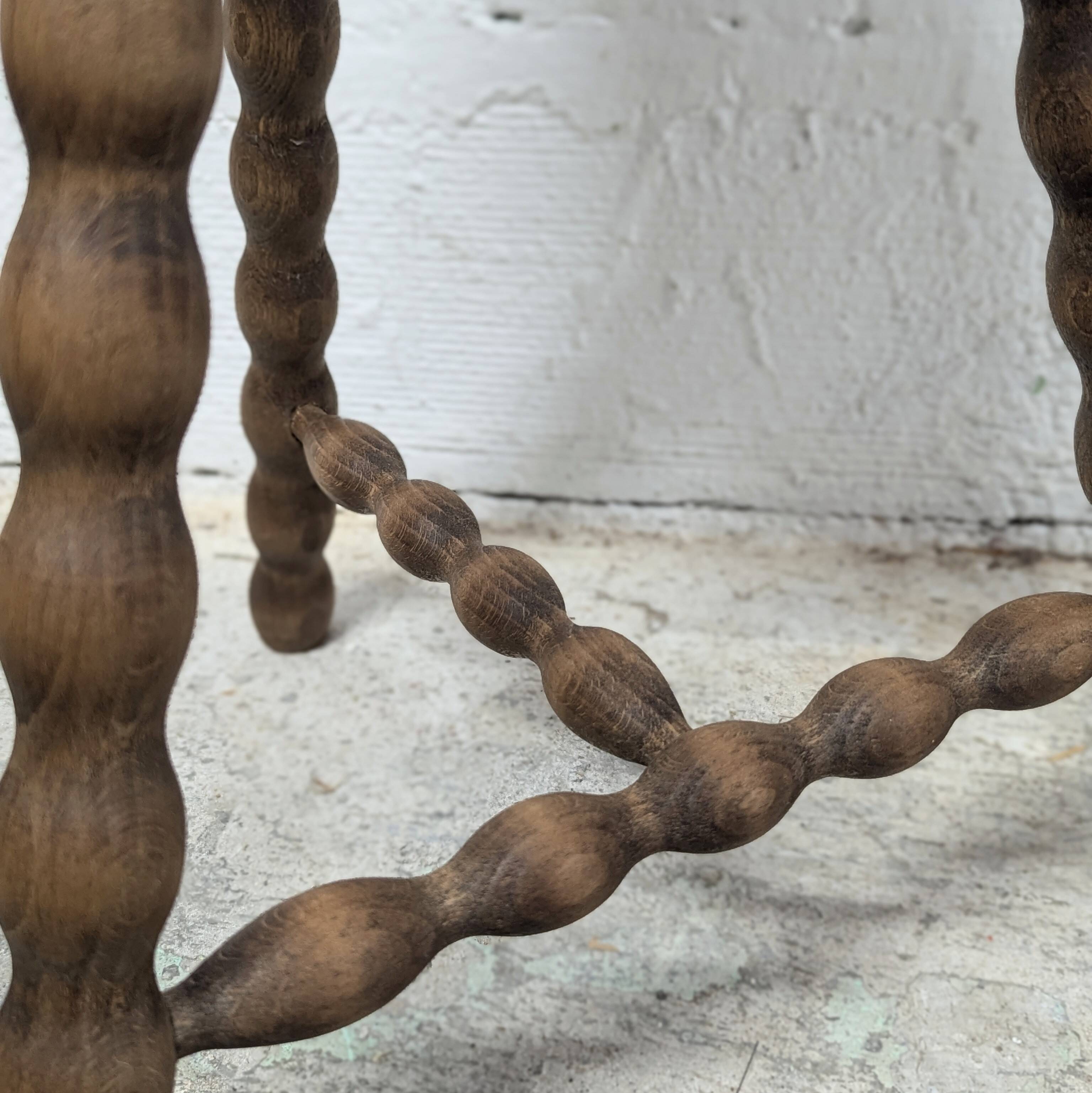 Turned wood tripod stool