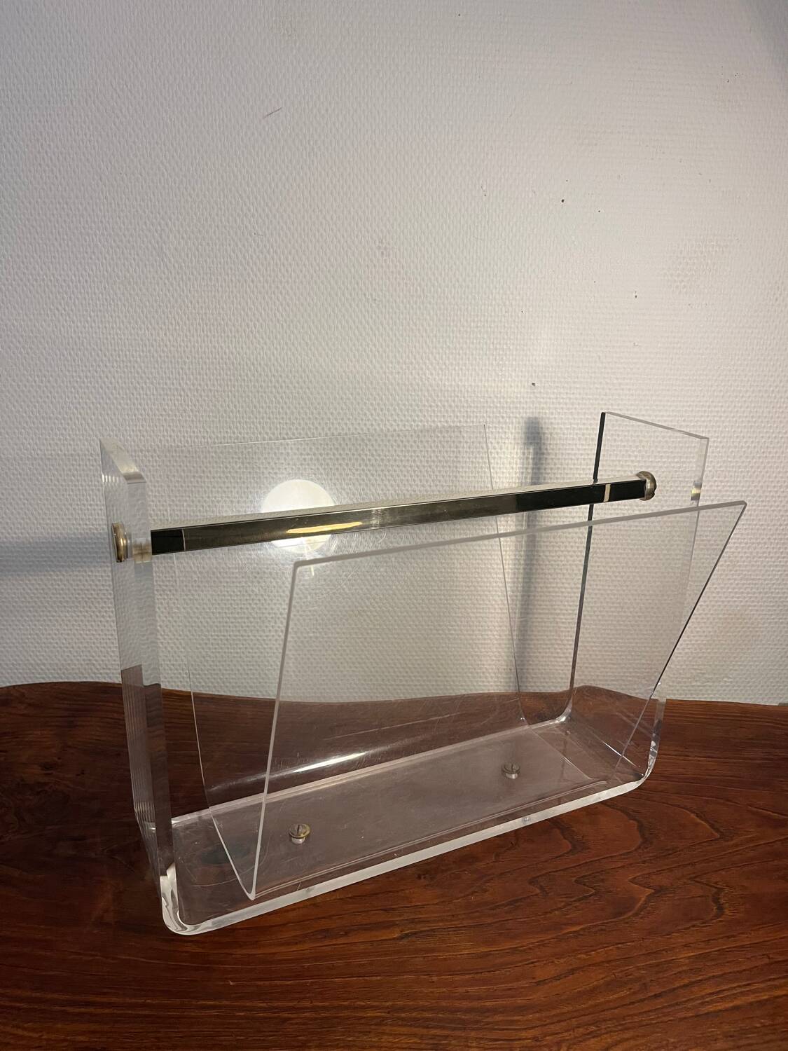 Plexiglas magazine rack by David Lange