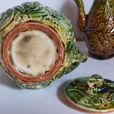 Set of old teapots and honey pot