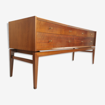 Mid century french walnut sideboard chest of drawers by John Herbert, 1960s