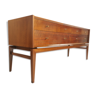 Mid century french walnut sideboard chest of drawers by John Herbert, 1960s