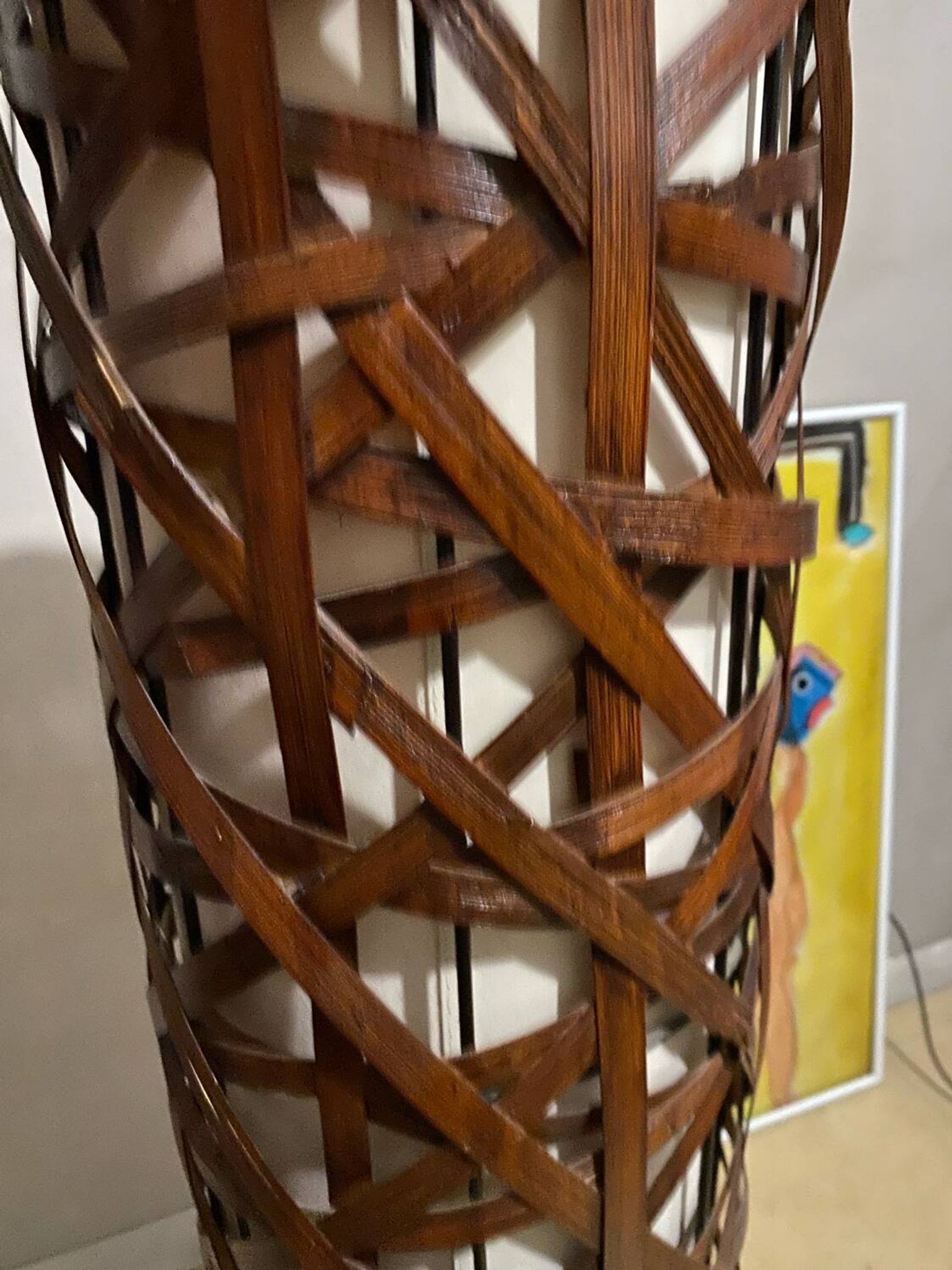 Lampadaire en rotin bambou vintage