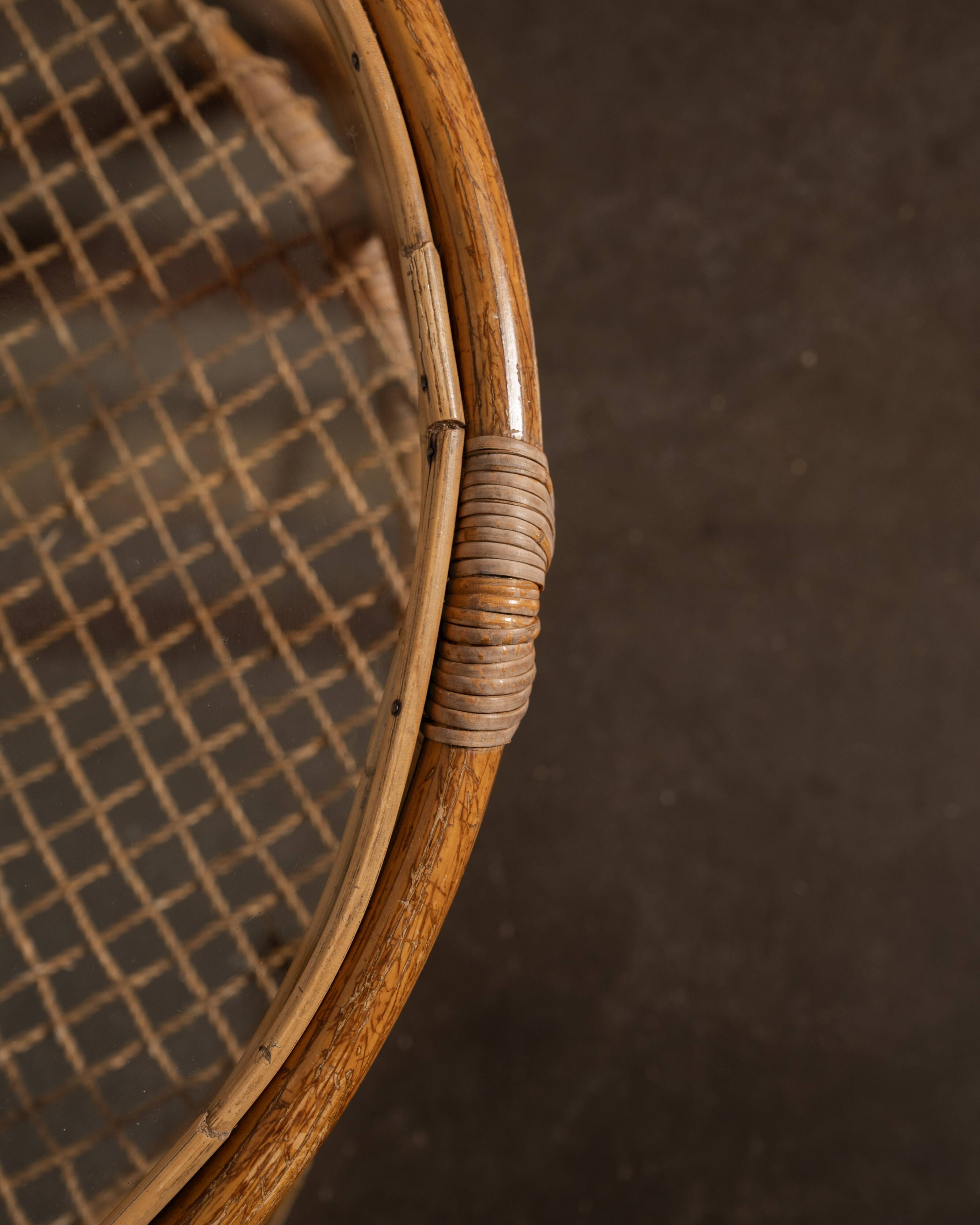 Rattan and glass coffee table