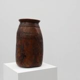 Rare Rustic wabi sabi style vase in solid wood, France 1800s