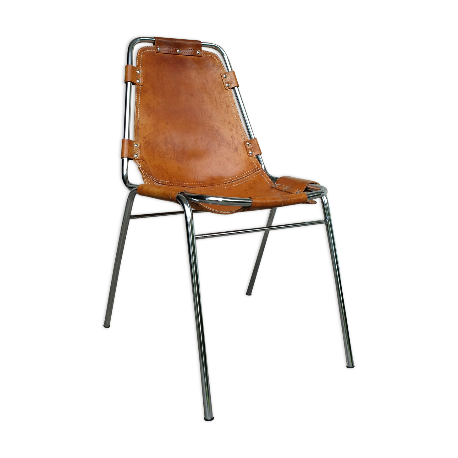 Chaise vintage Les Arcs en cuir, éditée par Dal Vera