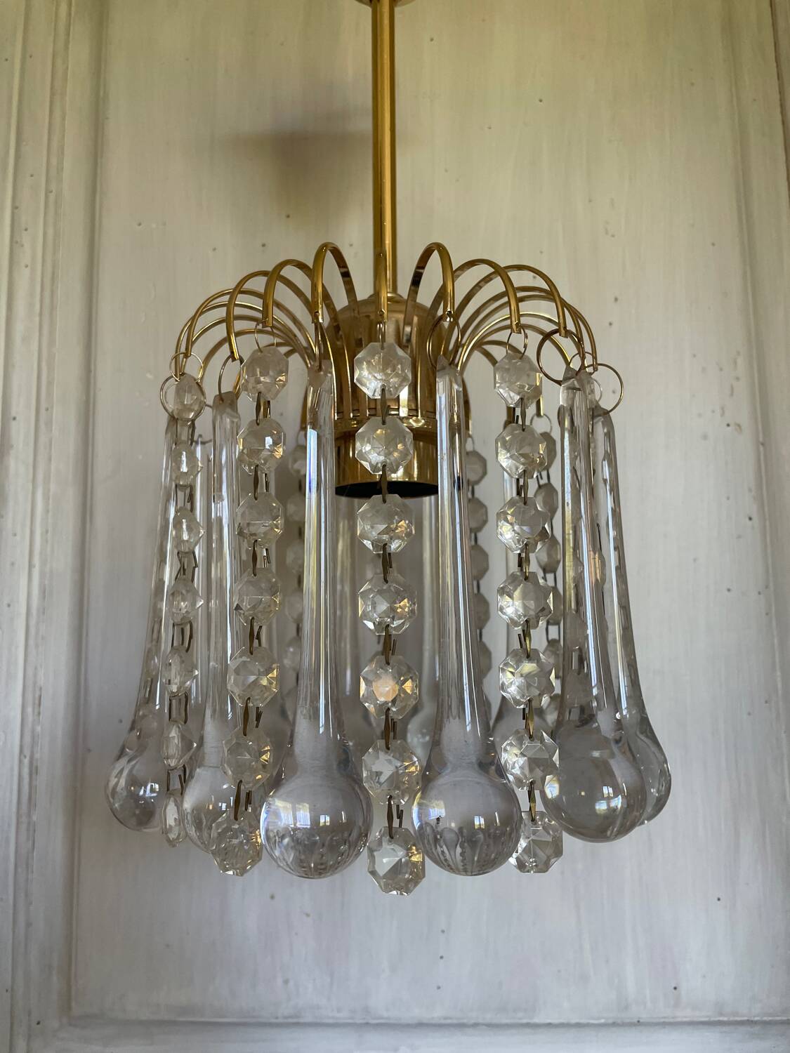 Murano glass and gold metal pendant light