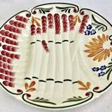 Set of 6 old Onnaing barbotine asparagus plates